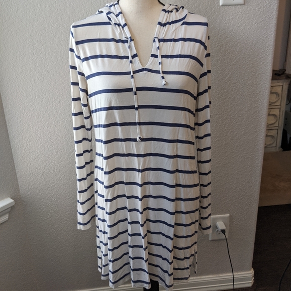 Mott50 Striped Hooded Dress/Swimsuit Cover SzM - Picture 2 of 9